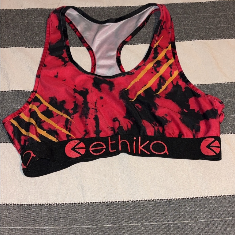 Ethika Red and Black Tie-Dye Sports Bra